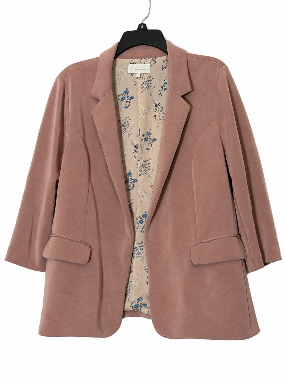 Skies Are Blue Dusty Rose Stretch Knit Floral Lined Blazer 1X